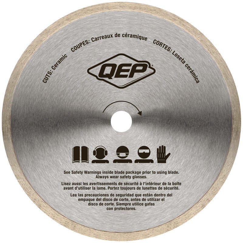 QEP 7" Continuous Rim Premium Diamond Blade for Wet or Dry Cutting of Ceramic, Porcelain, and Marble Tile, Silver - Image 4